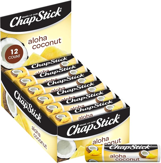 chapstick LIMITED EDITION TROPICAL PARADISE COLLECTION ALOHA COCONUT FLAVORED SKIN PROTECTANT LIP BALM TUBE - GREAT FOR MOISTURIZING & HYDRATING CHAPPED, CRACKED, DRY LIPS - 0.15OZ EACH, 12 STICKS - Image 3